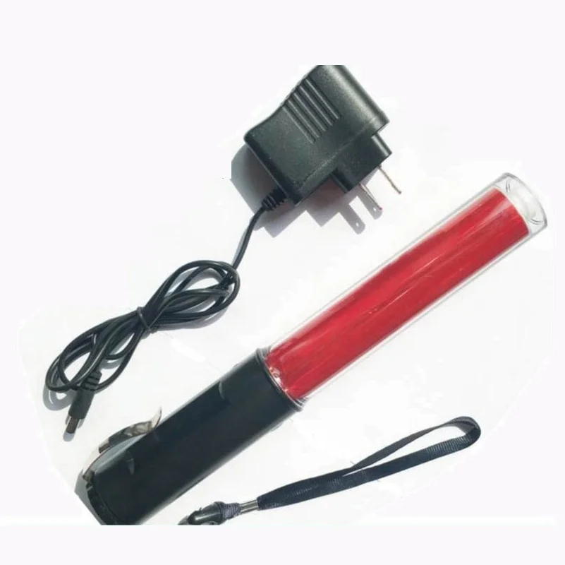 36 cm Lunghezza Esterna Ricaricabile Traffico Testimone di Controllo del Fuoco Fluorescente Rod LED di Sicurezza Della Polizia Comando Bastone