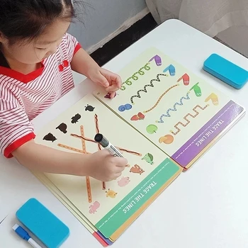 Montessori Kids Toys Drawing Pad Set DIY Color Shape Math Match Game Book Learning Educational Toys Kindergarten Party