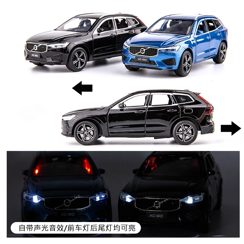 1:32 VOLVOS XC60 XC90 SUV Off-road Diecast Alloy Car Model Toy Cars Sound Light Pull Back Car Vehicle Children Toy Collection