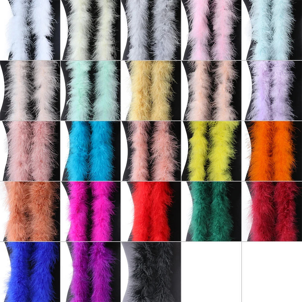 23 Colors Soft Fluffy Marabou Feather Boa Shawl Wedding Dress Sewing Feather Scarf 2 Meter for Craft Clothing Accessory 15 Grams