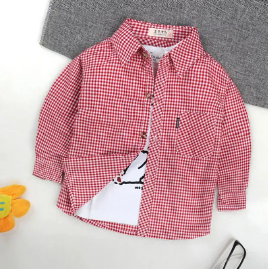 Hot Baby Boys Shirts Kids Fashion Boy Girls Cotton Tops Clothes For Spring Autumn Plaid Blouse Shirt For Children 1-10T