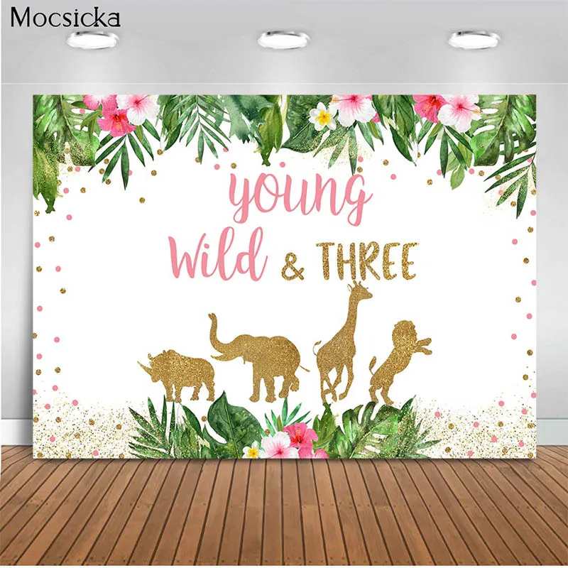 Mocsicka Baby Shower Background Jungle Animals Background Decorative Style Child Portrait Photo Background Photography Banner