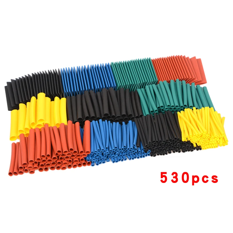 530PCS Heat Shrink Tube 5 Colour Diameter 1.5/2/3/4/5/6/8/10mm Assorted Tube Wrap Sleeve Set Combo