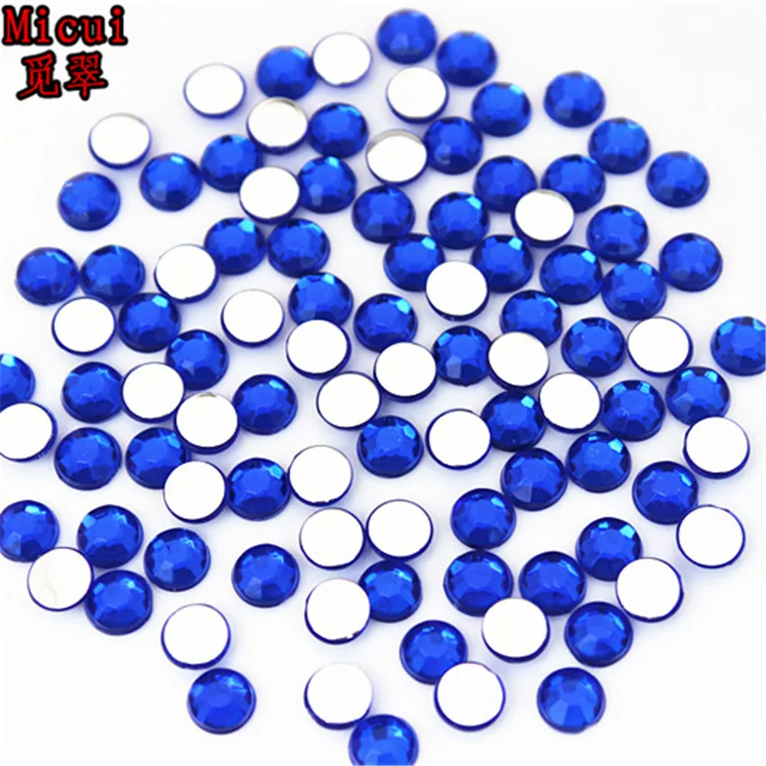 Micui  Round Acrylic Non Hotfix Rhinestone Flatback Crystal AB 3D Nail Art Rhinestones For Nail Art Garment Decorations MC258