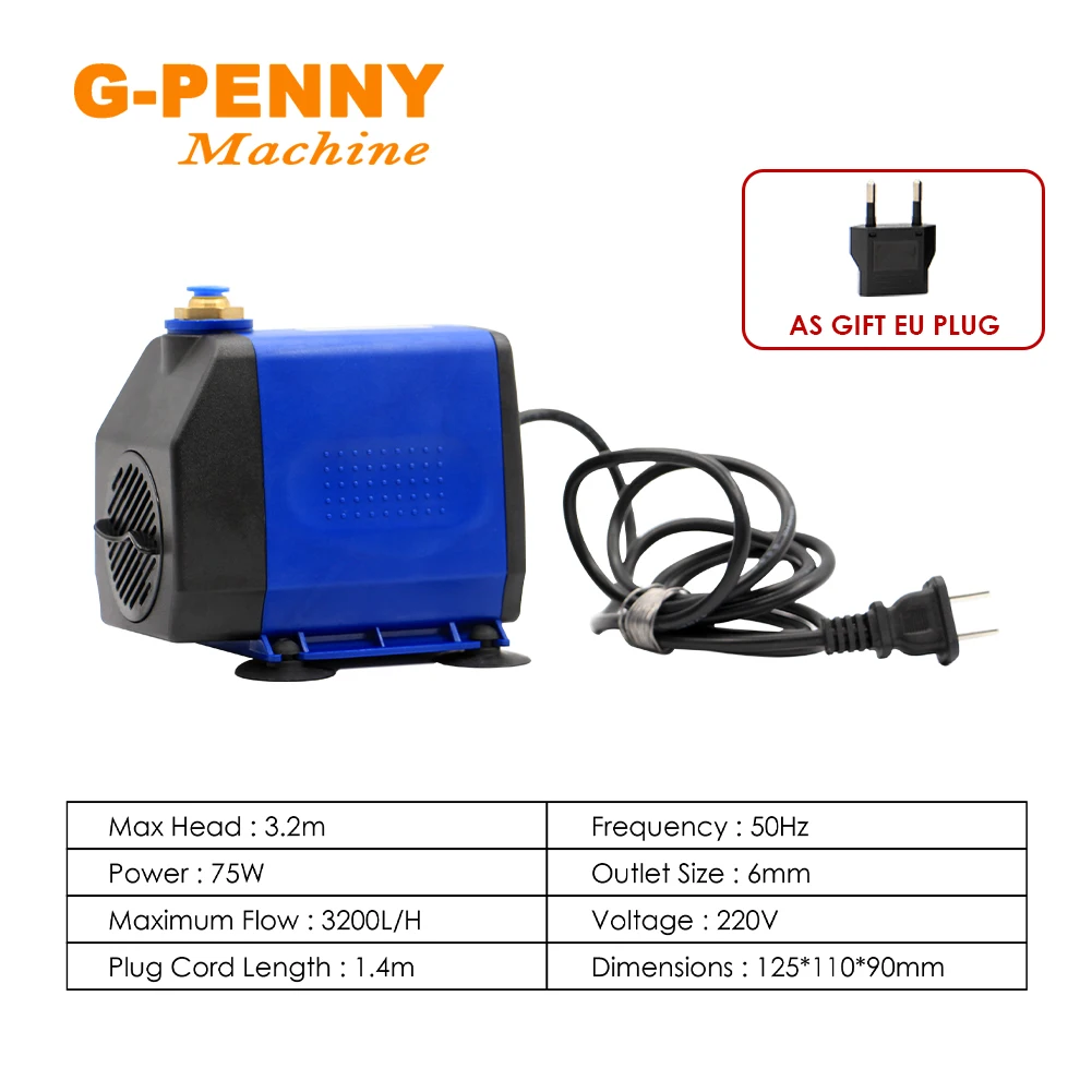 G-PENNY 1.5KW Water Cooled Spindle Motor ER16 4 Bearings 80x 220mm & 1.5kw VFD / Inverter & 80mm Bracket & 75W Water Pump