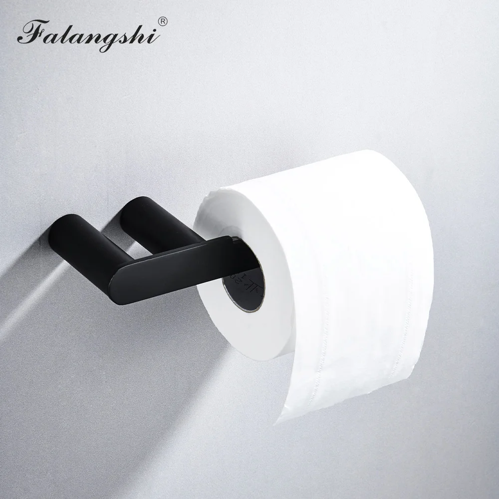 Bathroom Hardware Set Black Robe Hook Toilet Roll Paper Holder Single Towel Rail Bar Bath Accessories Wall Mounted WB8859