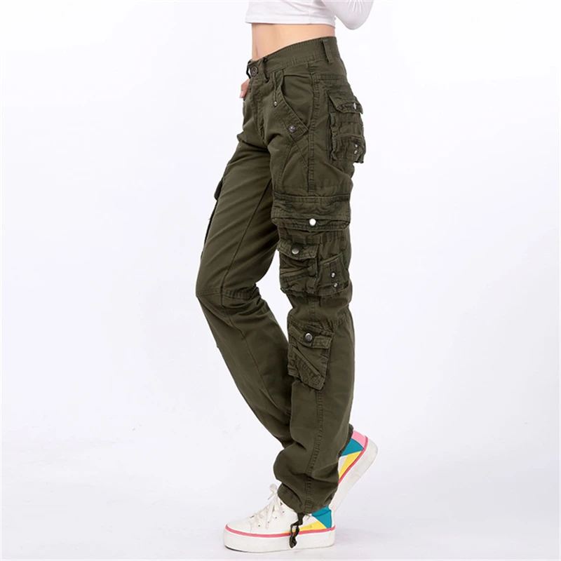 Magas légnyomású levegő minőségű womens carga nadrágot Lezser Hárem Harcászati hadi Nadrág multi pockets joggers streetwear nadrágot sweatpants