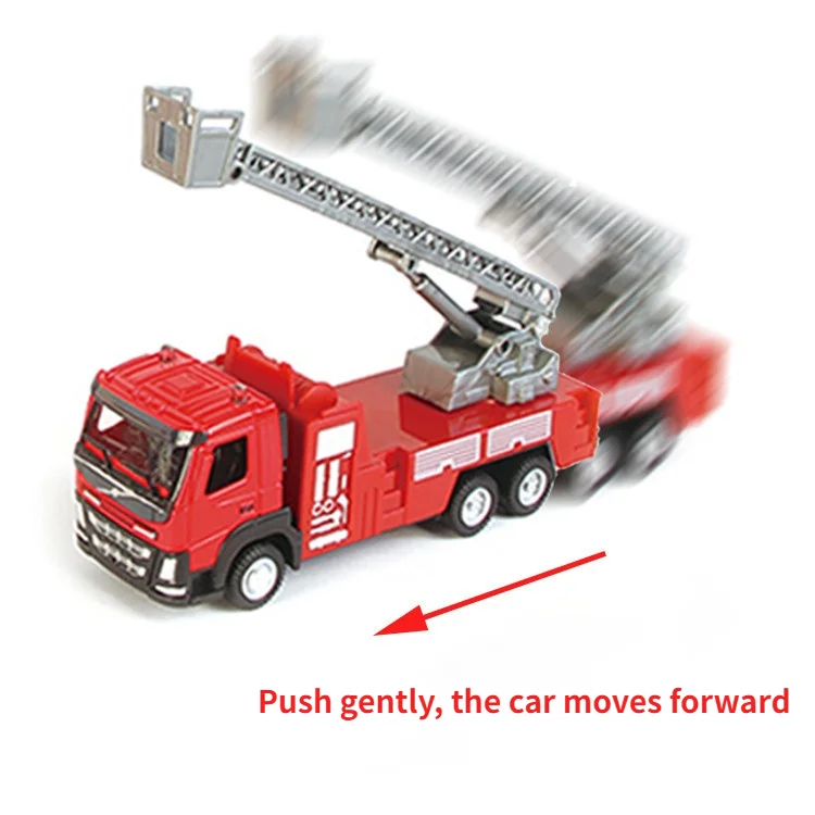 Large Children\'s Alloy Toy Car 1:50 Metal Sliding Model, Ladder Fire Truck, Water Jet Truck