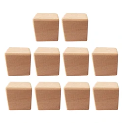 10Pcs Unfinished Wooden Craft Supplies Blocks Wood Cubes Sqaure for DIY Woodworking Supplies Building Art Crafts Project