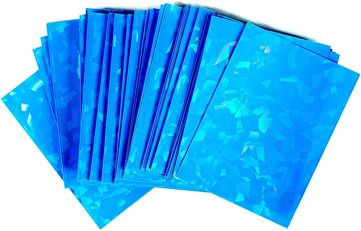 100 PCS Blue Broken Gemstone Glass Laser High End Cover Film Holographic Idol Photo 66x91 Card Sleeves For Card Protector