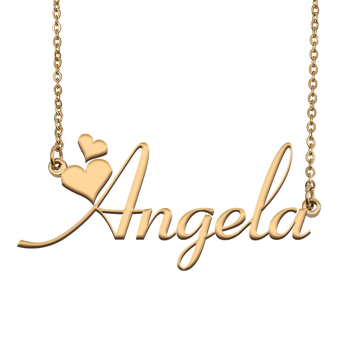 

Angela Name Necklace Personalised Stainless Steel Women Gold Plated Alphabet Letter Pendant Jewelry Friends Gift