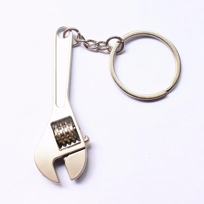 New Silver Wrench Style Key Chain  Tool Toy Key Ring Mini Pendant Bag Charming Car Holder Personality Gifts