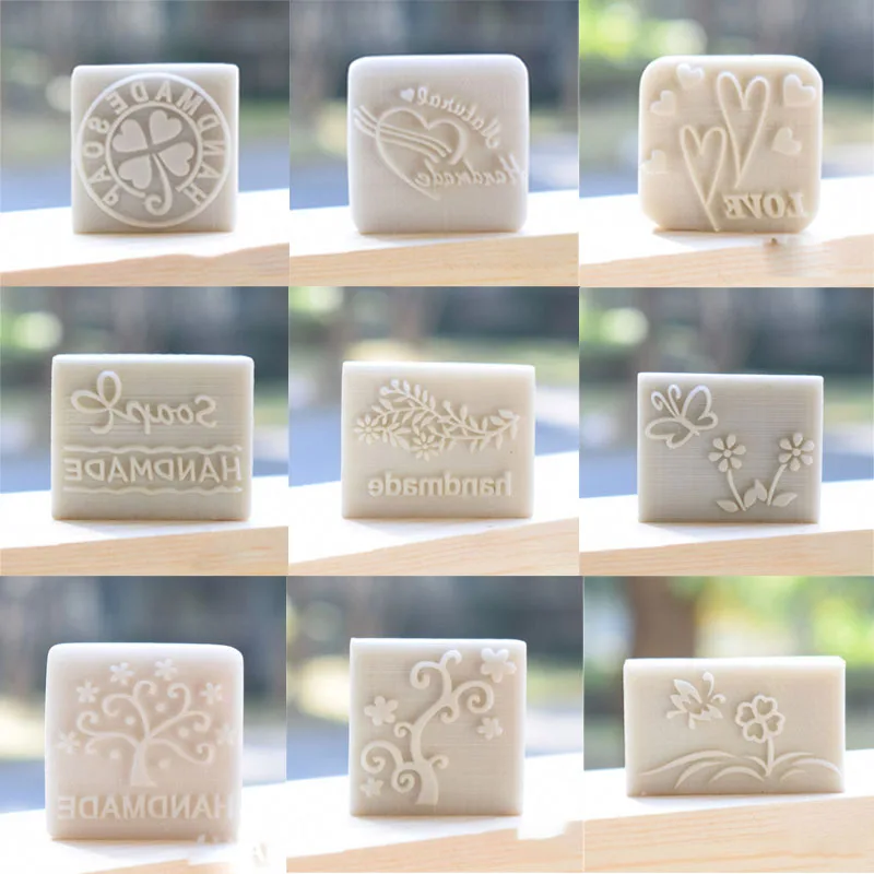 1Pcs Lucky Tree and Flower Pattern Mini Diy Soap Stamp Diy Handmade Soap Stamps White Resin Soap Chapter Personality