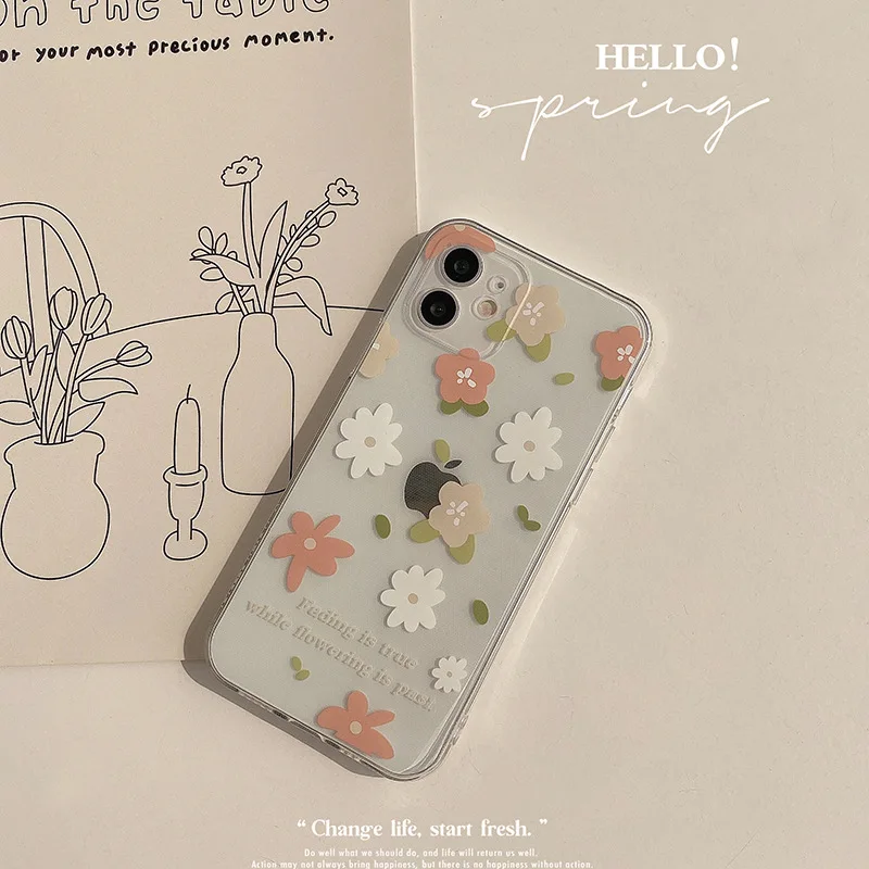 Cute INS Flowers Daisy Case for iPhone 12 Pro Max 11 Pro Max SE2020 7 8 Plus 6S Plus 12 mini XS MAX XR Soft Silicone Phone Cover