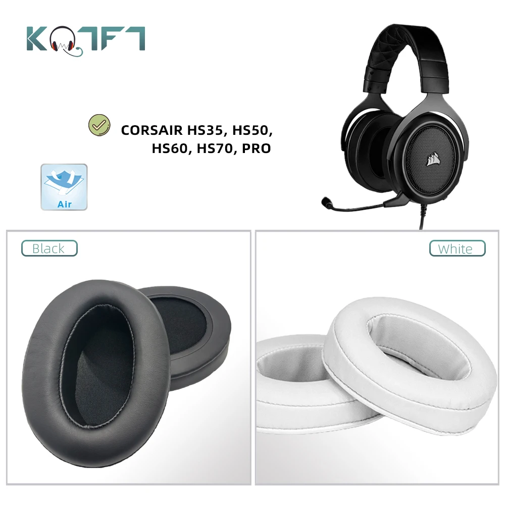 

KQTFT Replacement EarPads for CORSAIR HS35 HS50 HS60 HS70 PRO Headset Ear Pads Earmuff Cover Cushion Cups