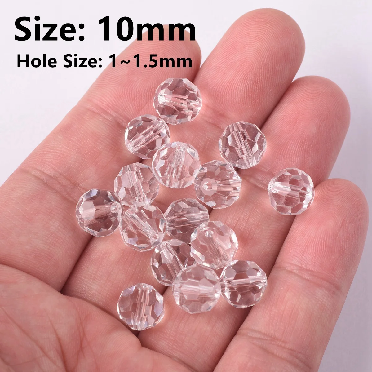 Clear Crystal Glass Faceted 10mm 12mm Round 32 Facets Loose Crafts Beads for Jewelry Making DIY