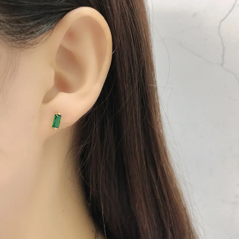 WOOZU حقيقية 925 فضة بسيط مربع ملون الزركون وأقراط للنساء حفلة البوهيمي الهيب هوب مجوهرات هدية #4