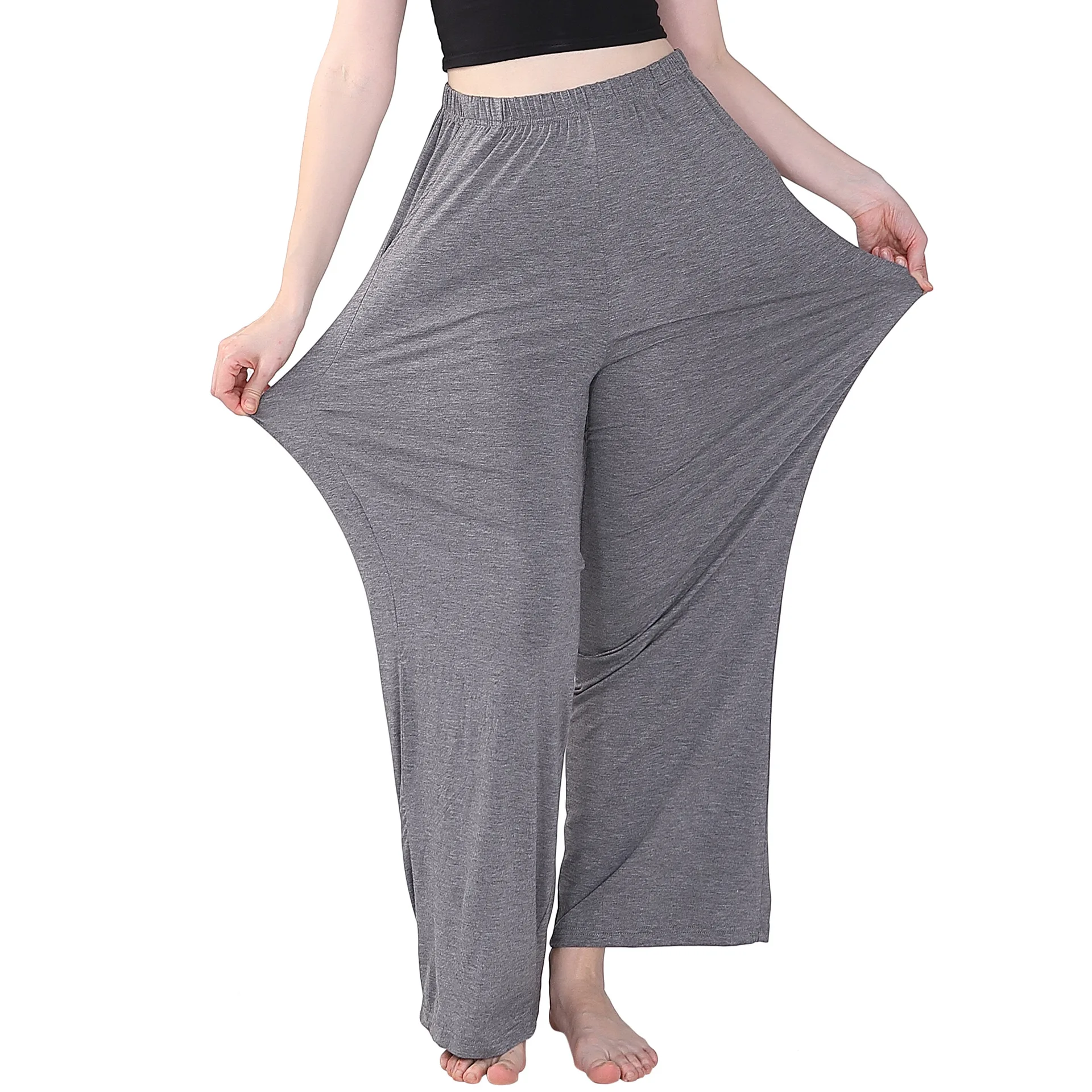 Plus Size 7XL 150KG autunno tinta unita pantaloni sportivi pantaloni a gamba larga pantaloni larghi larghi da donna elastici alti