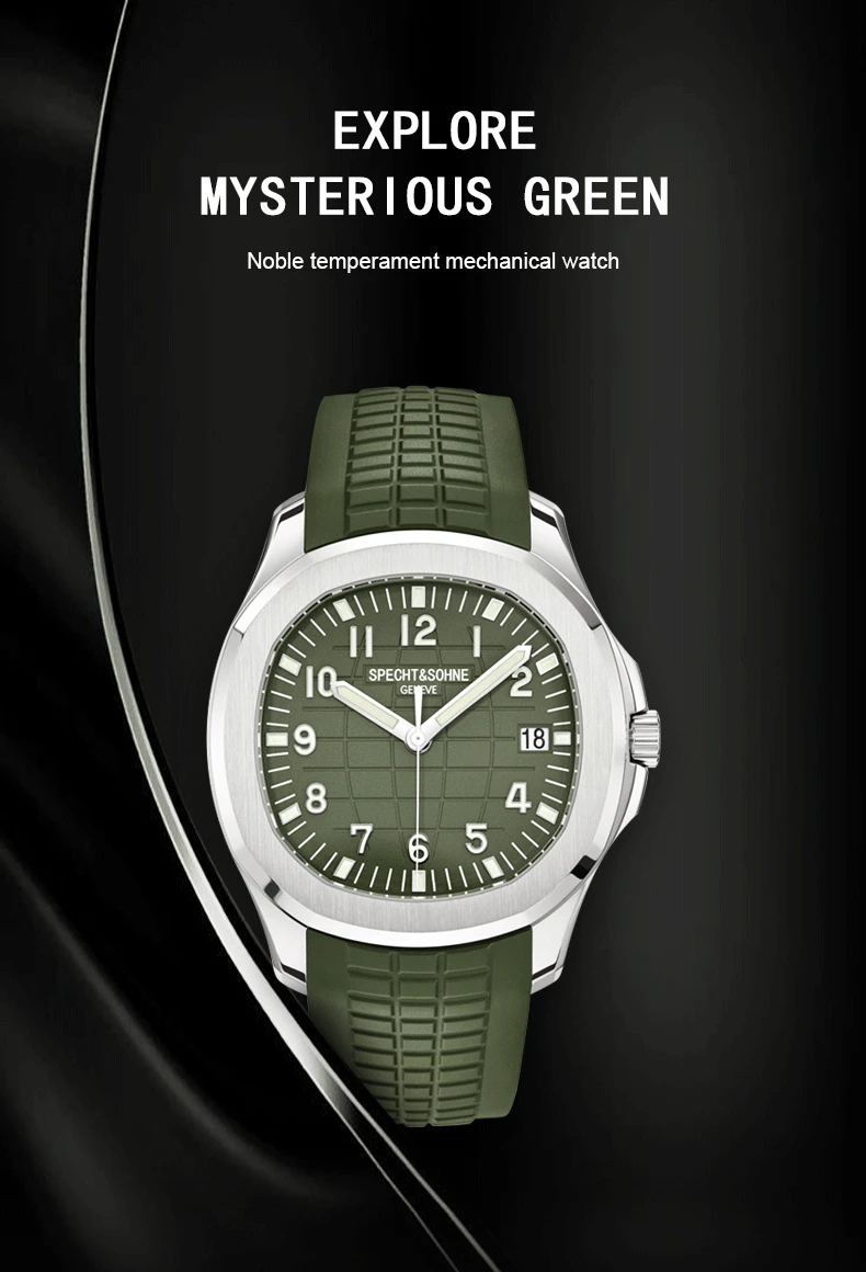 Specht & Söhne Marke Automatische Mechanische Uhren Sport Armbanduhren Grün Saphir Leucht 50M Wasserdicht Relogio Masculino – Detail 2