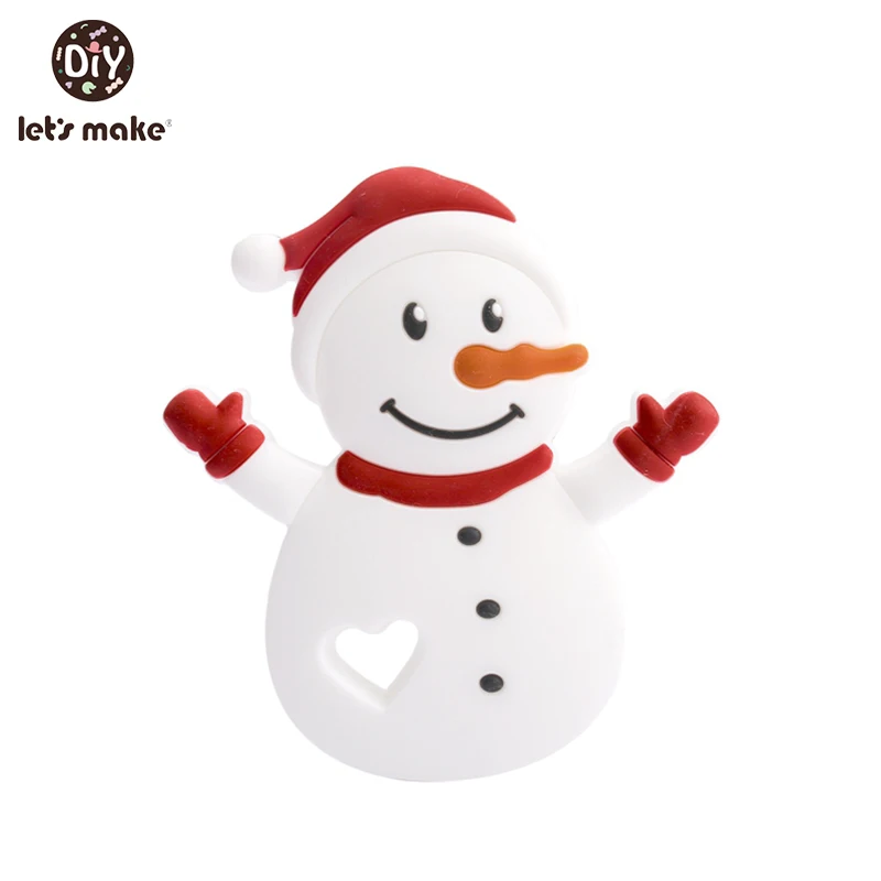 

Let's Make 1Pcs Baby Teether Christmas Snowman Newborn Teething Toys BPA Free Food Grade Silicone Oral Care Products Kids Gifts