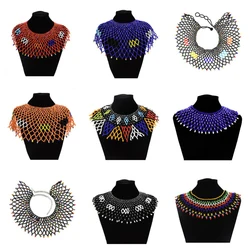 African Ethnic Colorful Bead Bib Choker Necklace for Women Indian Tribal Festival Party Wedding Collar Nigeria Statement Jewelry