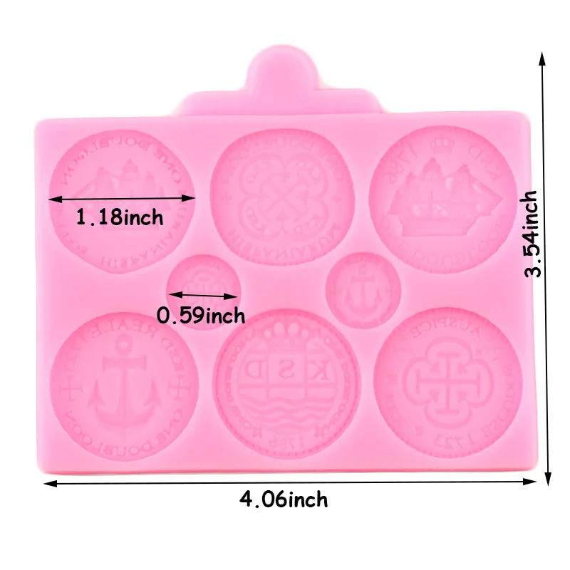 Treasure Coins Border Silicone Molds Cupcake Topper Fondant Cake Decorating Tools Cookie Baking Candy Chocolate Gumpaste Moulds