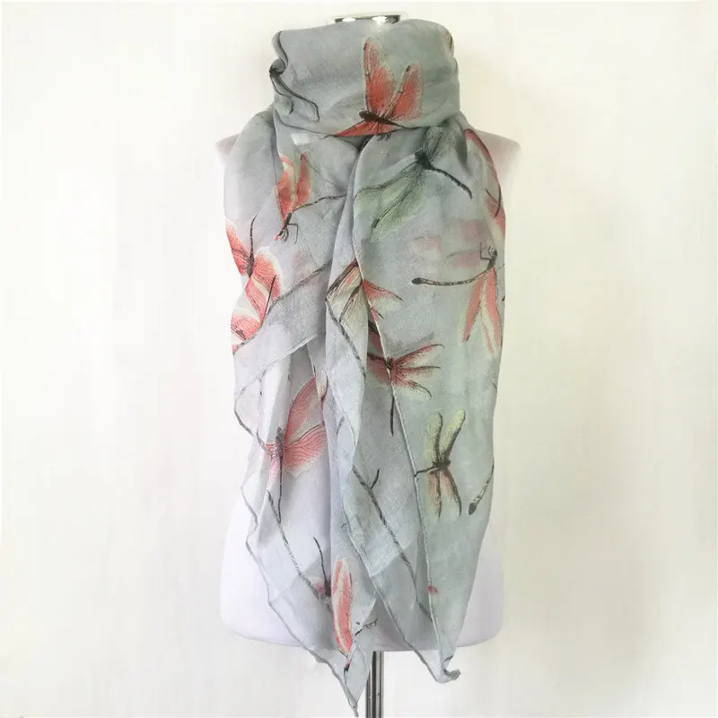 New arrival fashion animal print dragonfly scarf for women ladies scarves Pashmina women scarves