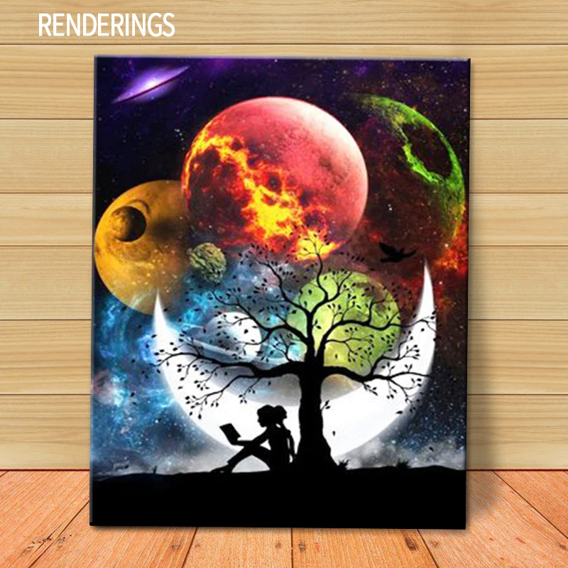 CHENISTORY 40x50cm malowanie numerami Moonlight pary malowanie według liczb, na płótnie DIY numer malarstwo dekoracje Home Decor prezent