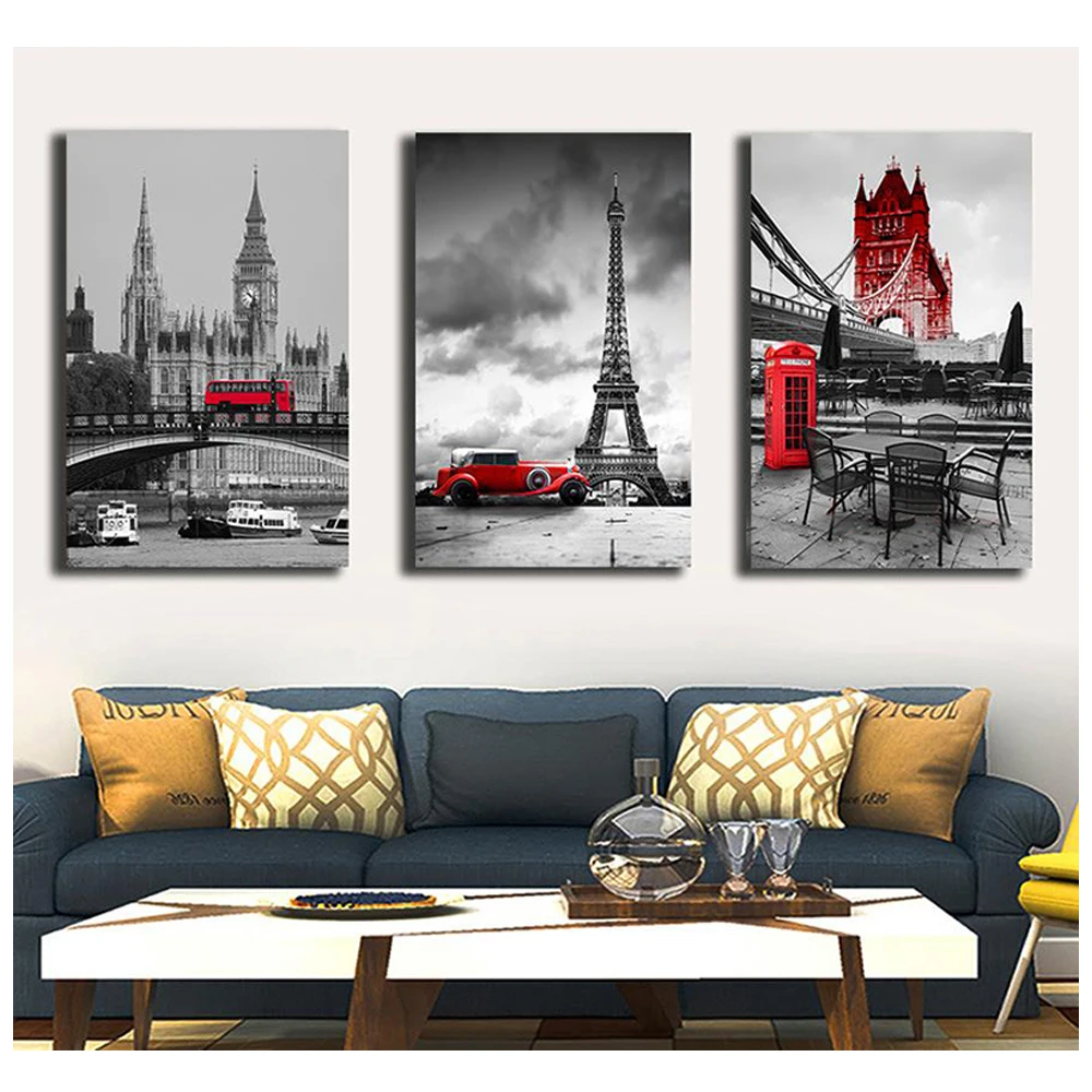 5D 3Pcs Modern Diy Diamond Painting Landscape Paris Tower Full Square Round Drill Mosaic Home Decor Handmade EmbroideryZP-4763