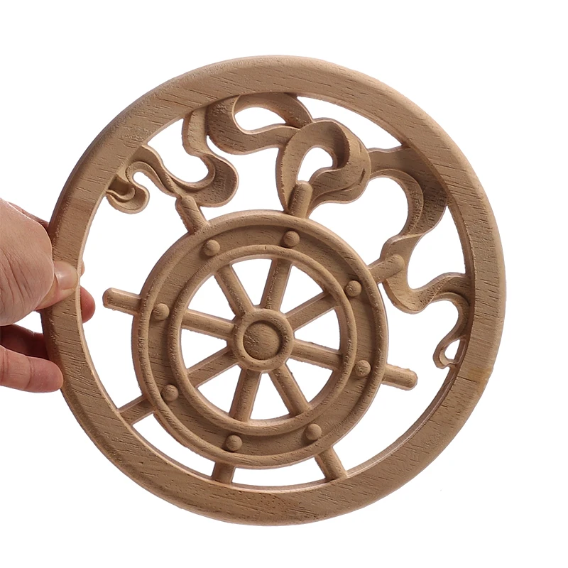 Wood Applique Wood Decal Wood Craft Onlay Door Carving Unpainted Classical Leaves Wooden Furniture