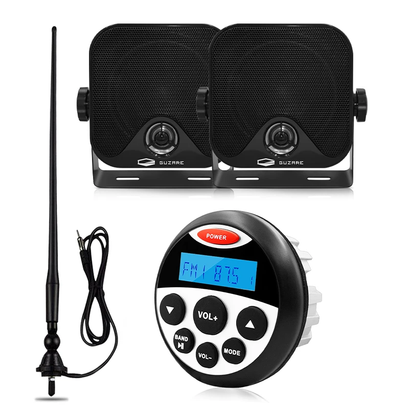 

Boat Radio Marine Stereo Receiver Bluetooth Audio System+4inch Waterproof Speakers+FM Antenna For ATV Golf Cart Truck Pool Yacht