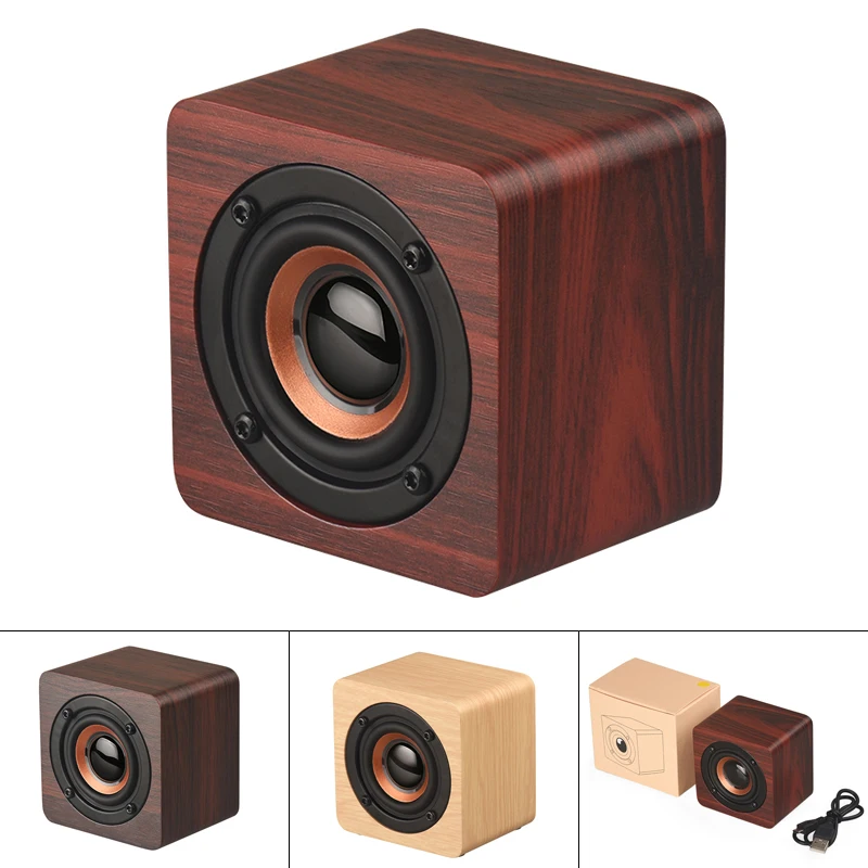 

Wooden Mini Wireless 4.2 Speaker Music Stereo MP3 Player Speaker Loudspeaker 10M Connection Bluetooth-compatible for Smartphone