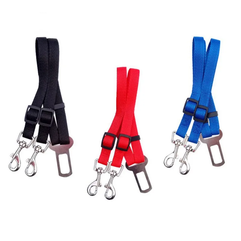 Pet Dogs Cats Safety Belt Leash Adjustable Double-head Nylon Dog Safety Collar Seat Belt Two Dogs Pet Travel Supplies