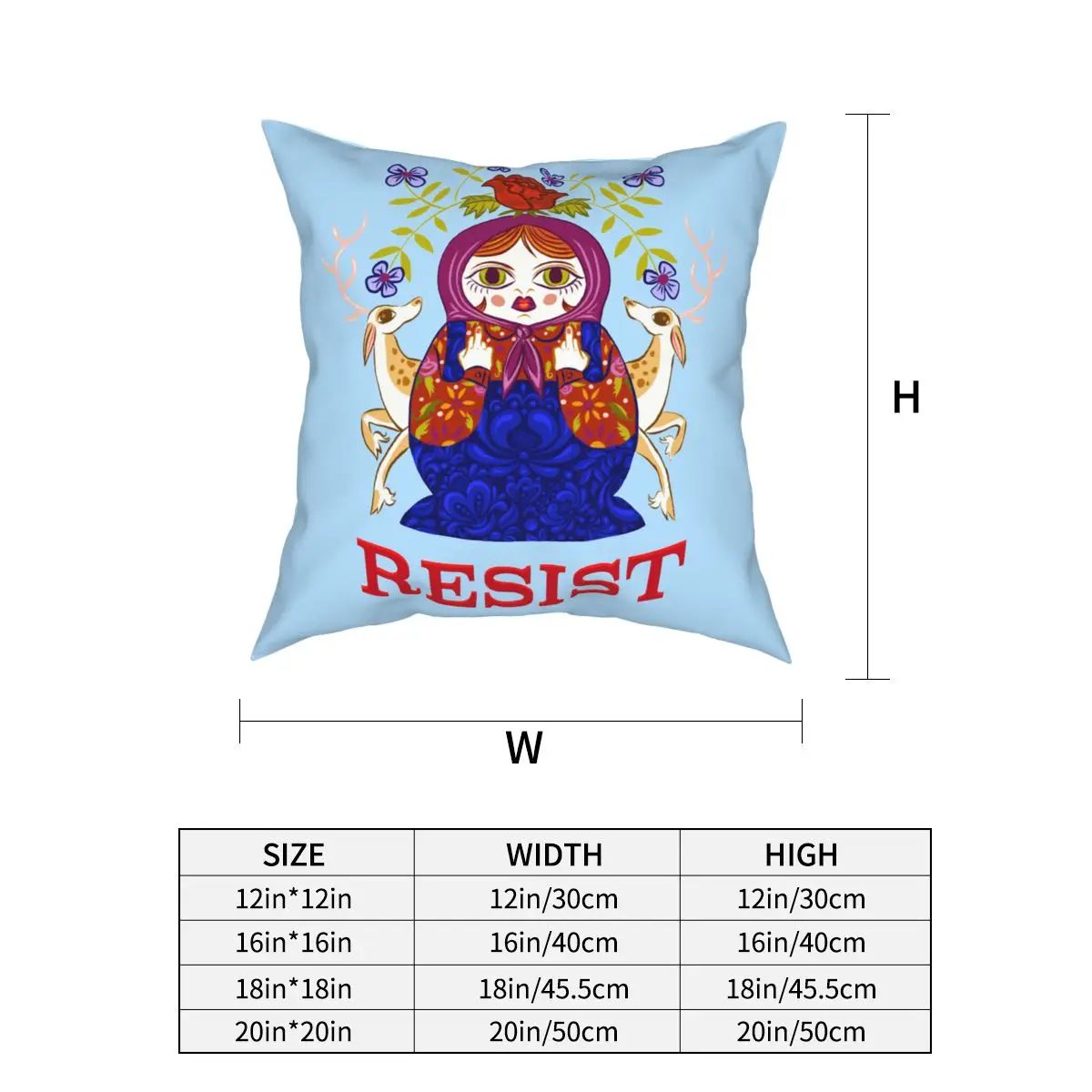 Resist Throw Pillow Cover Polyester Decorative Pillow Russia Matryoshka Doll Fashion Cushion Covers