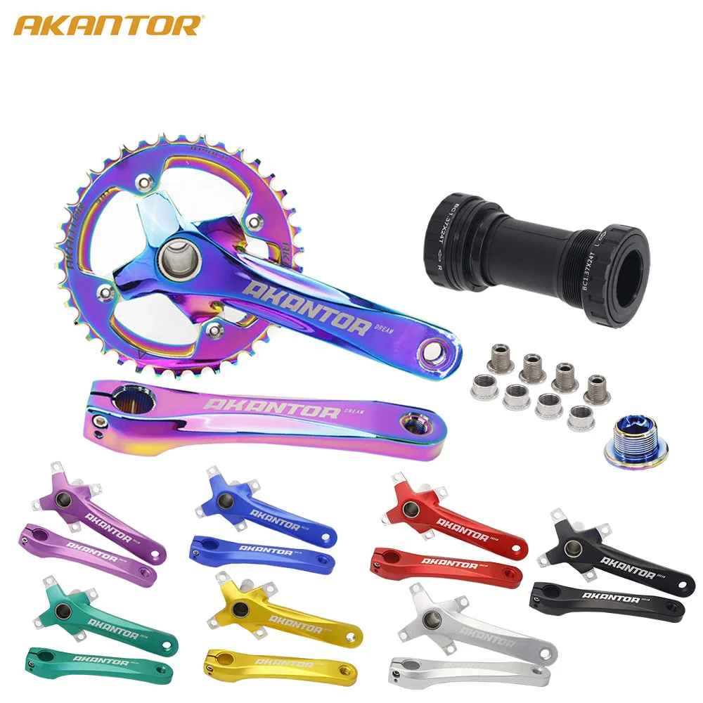 64/104BCD Bike Crank 170mm 1/2/3 Speed Mtb Cranks Bicycle Integrated Mountain Bike Hollowtech Crankset  Connecting Rods