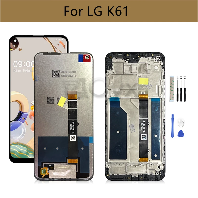 

For LG K61 LCD Display Touch screen Digitizer Assembly With Frame LMQ630EAW LM-Q630 Screen Replacement Repair Parts 6.53"