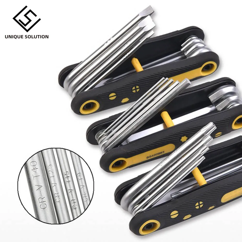 8 in 1 Folding Screwdriver Set Torx Screwdriver Mini Screwdriver Bits Kit Hexagon Torx Screwdriver Phillips Flat Screw Driver