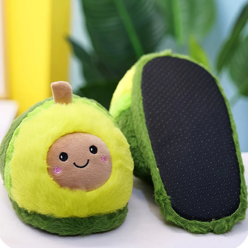 Cute avocado cotton slippers plush toy student dormitory indoor thickening warm plush home winter shoes