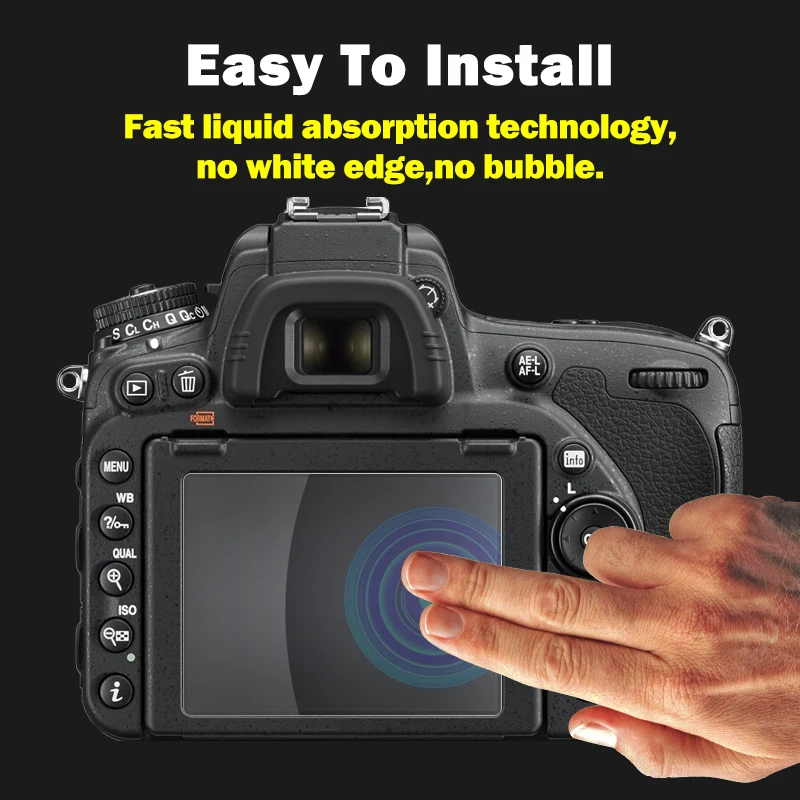 Закаленное стекло D750, защитное самоклеящееся стекло, основной ЖК-дисплей + Защитная пленка для экрана Nikon D750