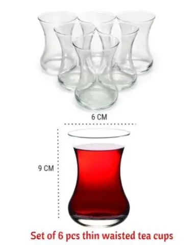 6 Set thin waist turkish tea cups high quality glasses for 6 Set thin waist turkish tea cups-each glass 135 cc