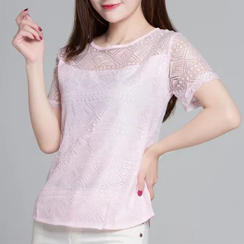 Neue Frauen Kleidung Chiffon Bluse Spitze Häkeln Weibliche Koreanische Shirts Damen Blusas Tops Shirt Weiß Blusen slim fit Tops