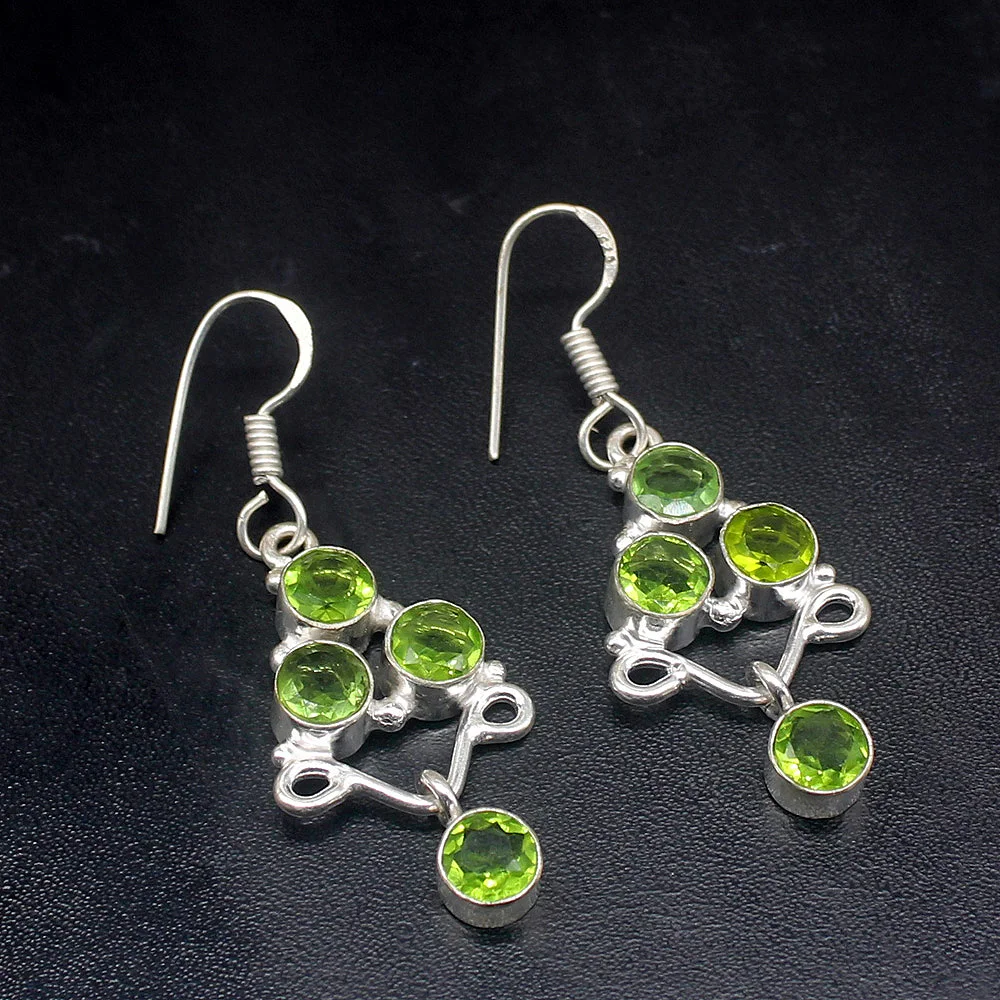 

Gemstonefactory Big Promotion Unique 925 Silver Shiny Green Topaz Peridot Women Ladies Gifts Dangle Drop Earrings 20211905