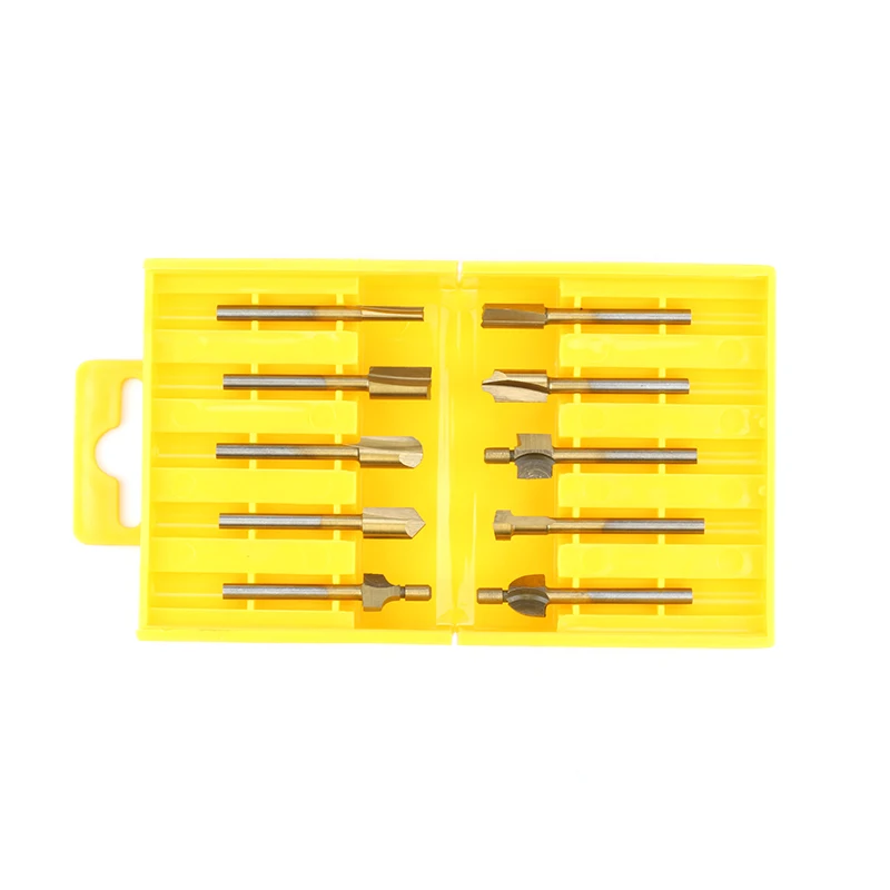 10PCS Router Bits Set Mini Schaft High Speed Stahl Bohrer Bits Dateien Rotary Für Woodden Cutter Werkzeuge