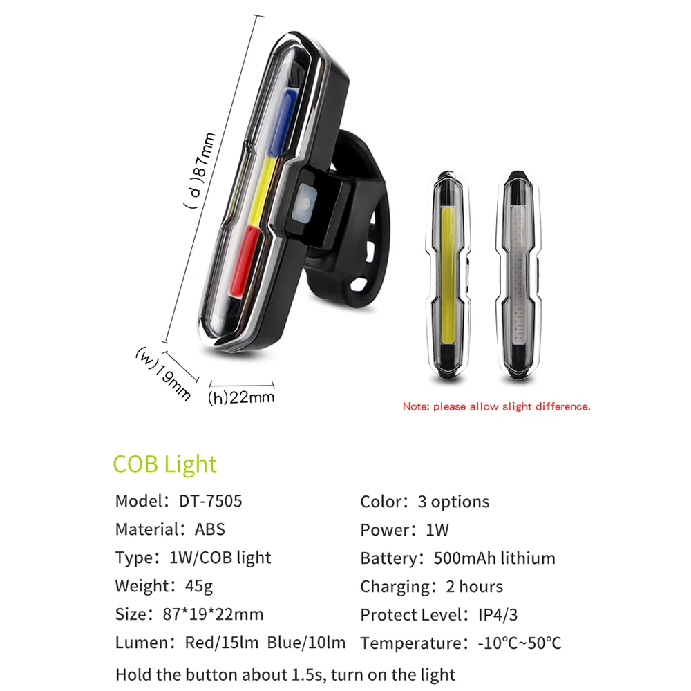 DSYCAR USB Rechargeable Front Rear Bicycle Light LED Lithium Battery Bike Taillight Waterproof Cycling Light Bicycle Accessories