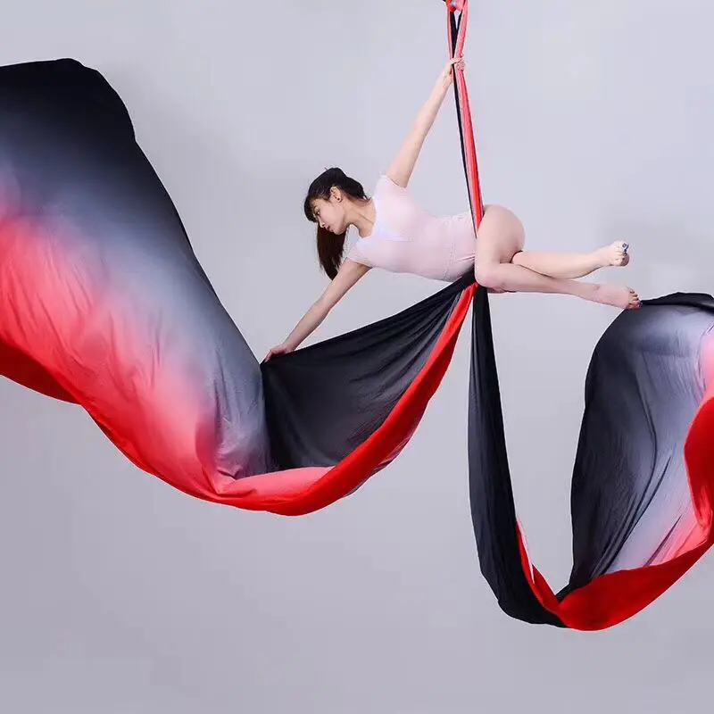 100%Nylon 12Yards/11m Fly Aerial Silks Set For Home Yoga Ombre Sling Straps Antigravity Aerial Yoga Indoor Swing