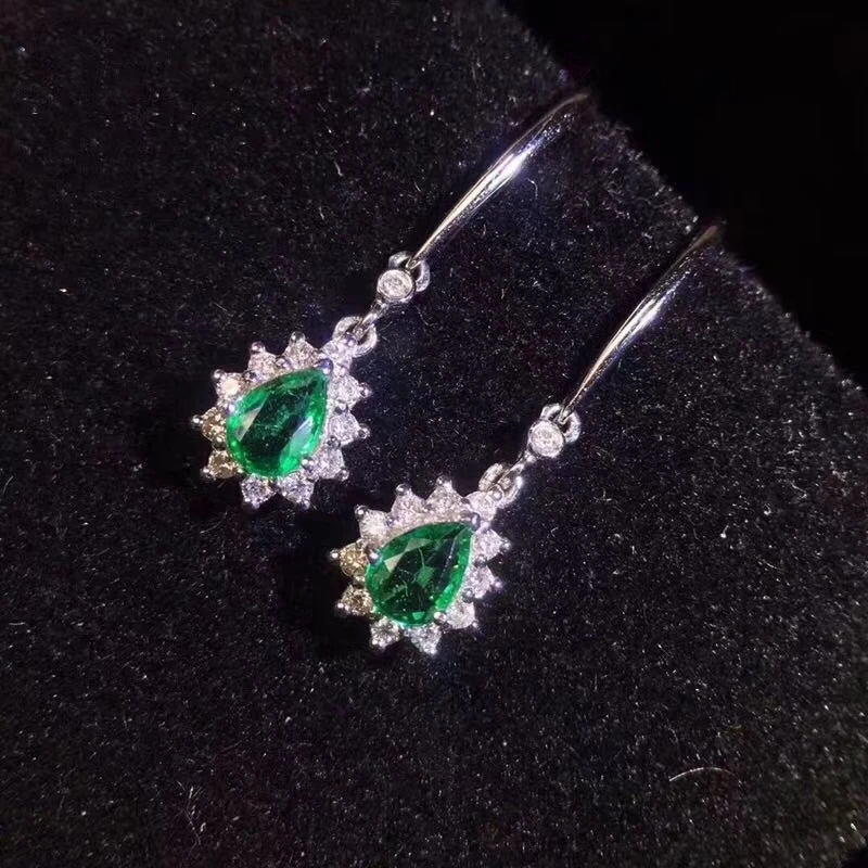 KJJEAXCMY fine jewelry natural Emerald 925 sterling silver women gemstone earrings support test trendy hot selling