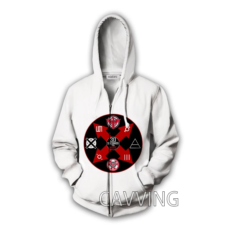 New Fashion  3D Print 30 Seconds to Mars Band Zipper Hoodies Zip Up Hooded Sweatshirts Harajuku Hoodie Hip Hop Sweatshirts  Z02