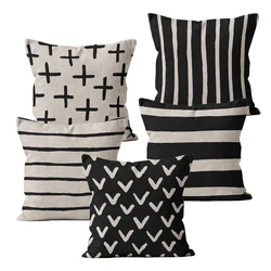 Simple Nordic Striped Throw Pillow Case, Art Cushion Cover Linen Car Decor, Home Decoration, 45x45, 40x40, Decorative Pillowcase