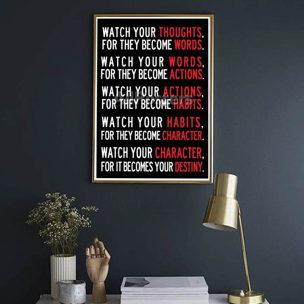 

7 Rules of Life Watch Your Thoughts Motivational Poster And Print Canvas Painting For Bedroom Classroom Home Office