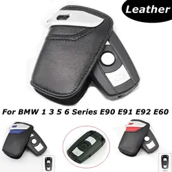 1Pcs Leather Car Key Fob Case Cover For BMW 1 3 5 6 Series E90 E91 E92 E60